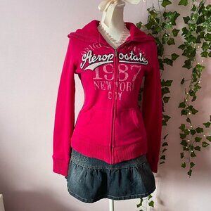 2000s Aeropostale Pink Fleece Lined Zip UpSize...